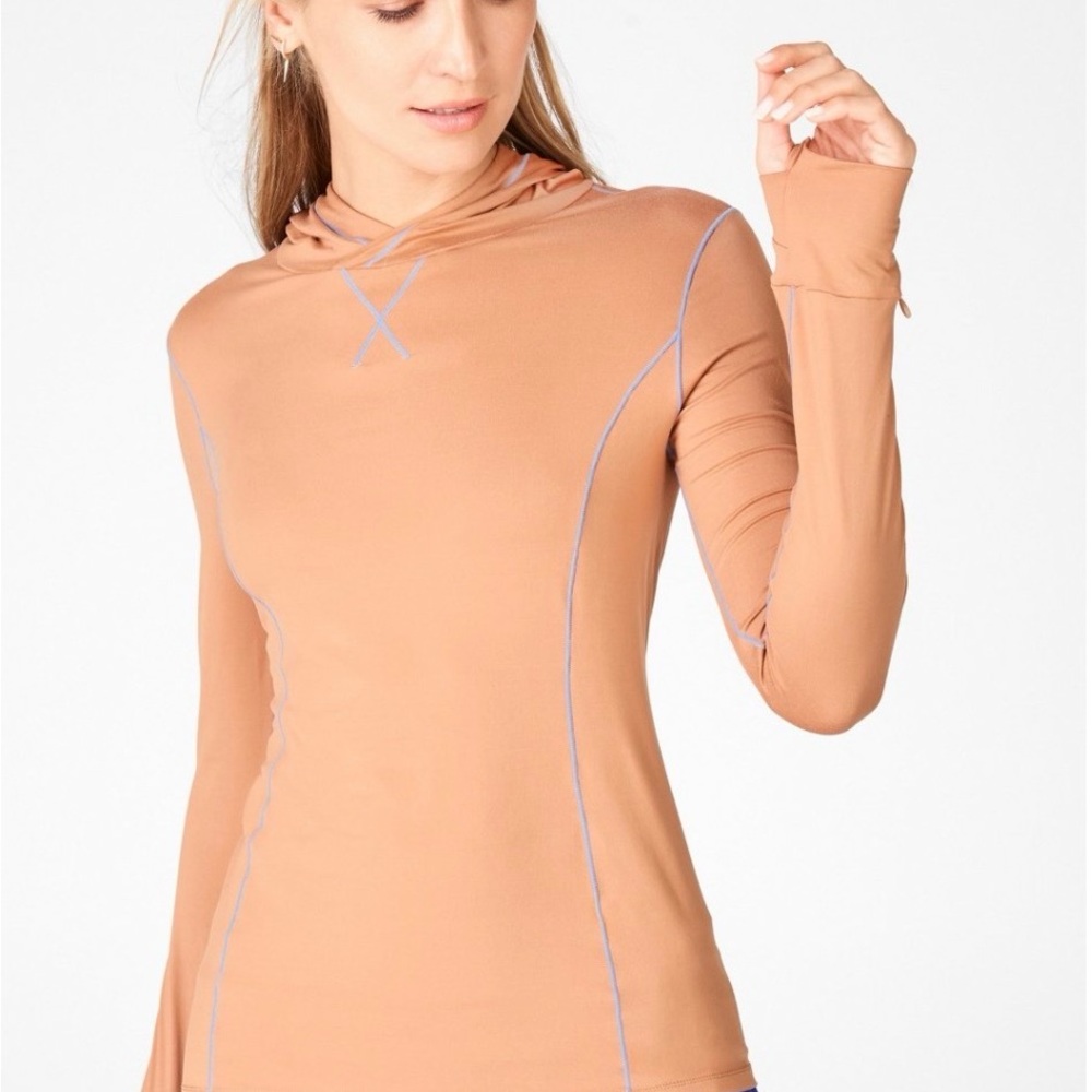 Fabletics Orange Hoodie with Blue Stitching